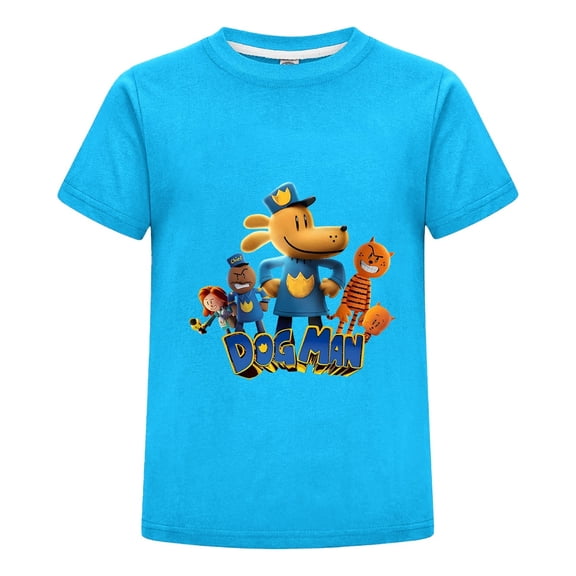 Dog Man Smiling Group Friends Artwork Kids T-Shirt – Soft Boys Girls Comic Tee Top for Daily Wear