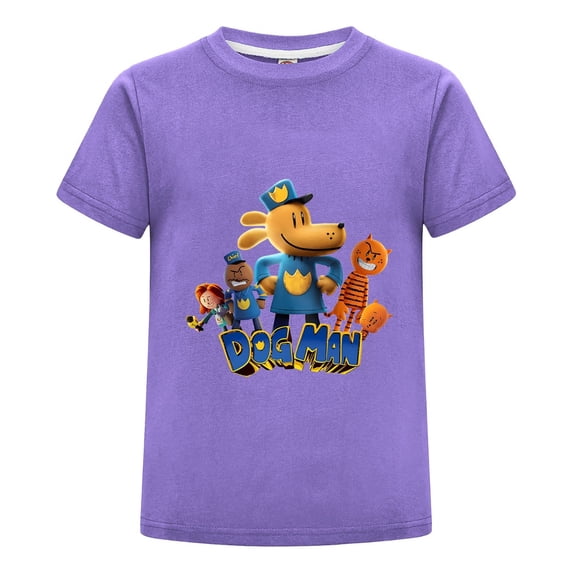 Dog Man Smiling Group Friends Artwork Kids T-Shirt – Soft Boys Girls Comic Tee Top for Daily Wear