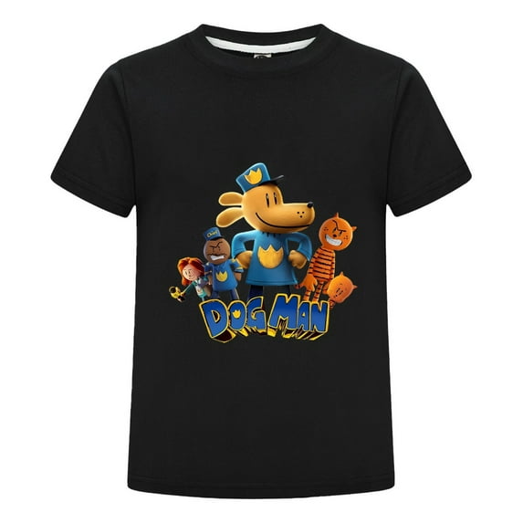 Dog Man Smiling Group Friends Artwork Kids T-Shirt – Soft Boys Girls Comic Tee Top for Daily Wear
