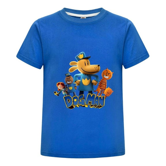 Dog Man Smiling Group Friends Artwork Kids T-Shirt – Soft Boys Girls Comic Tee Top for Daily Wear