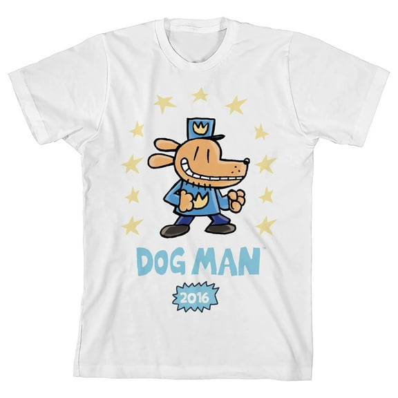 Dog Man Stars Youth White Crew Neck Short Sleeve T-shirt -XL