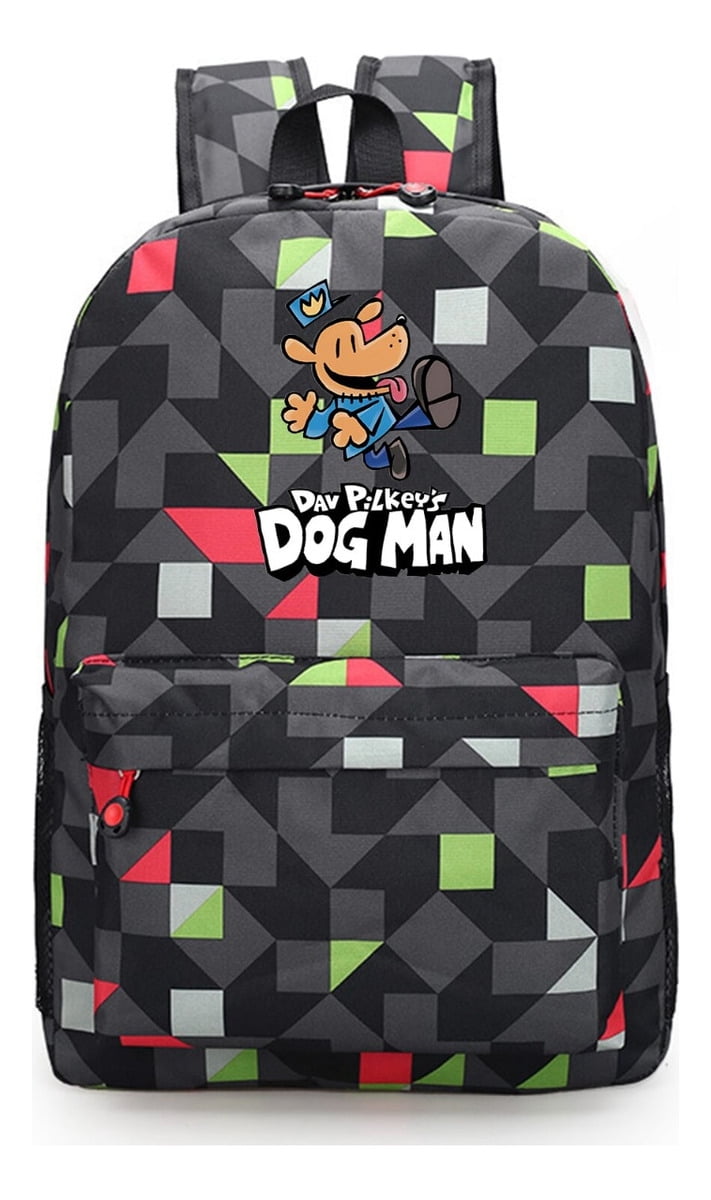 Dog Man Stylish Geometric Black Backpack, Lightweight Laptop School Daypack with Large Interior for Travel and Supplies