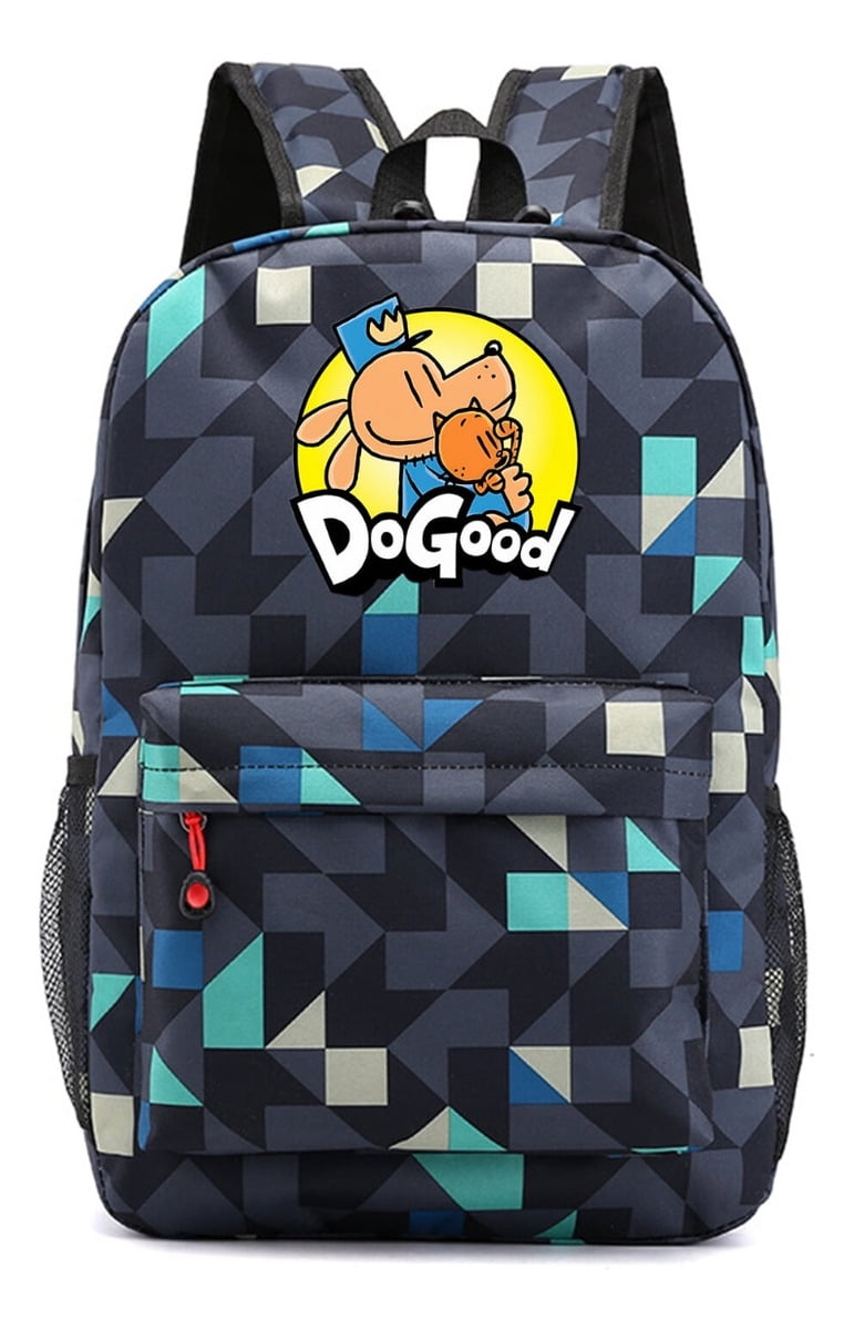 Dog Man Stylish Geometric Blue Backpack, Trendy Anime Laptop  display picture 3