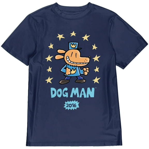 Dog Man Surrounded By Stars Youth Navy Crew Neck Short Sleeve T-shirt-Medium