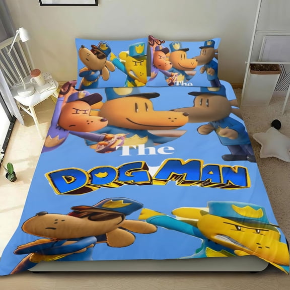 Dog Man cotton 3-piece sheets, soft, skin-friendly, with a unique design, breathable weave, ideal for home decor gifts to family, friends, fans, 36x75 in (90*190 cm).