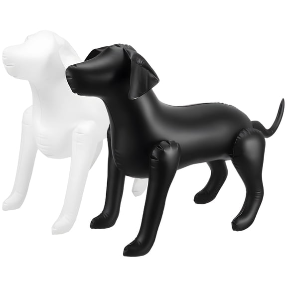 2 Pcs Inflatable Dog Mannequin Set, PVC Standing Pet Clothing Display Prop, Black & White Realistic Model, Portable, Sturdy, Easy Clean, Versatile for Retail Store, Shop, and Pet Fashion Show