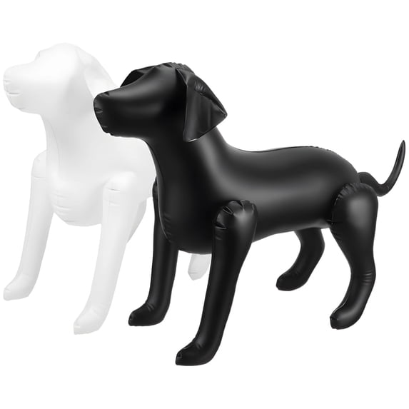 2 Pack Inflatable Dog Mannequins for Clothing Display - Realistic PVC Black & White Standing Pet Model Props for Pet Boutique & Photography & Pet Party