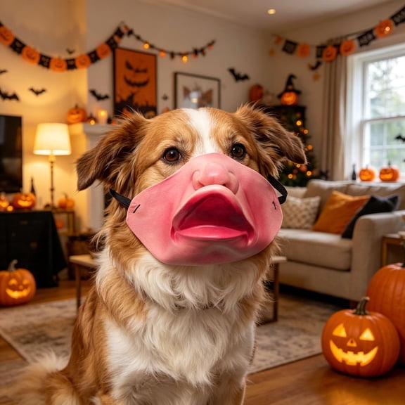 Dog Mask Realistic Latex Face Cover for Small Medium Dogs, Funny Pet Costume for Halloween Party Photo Props