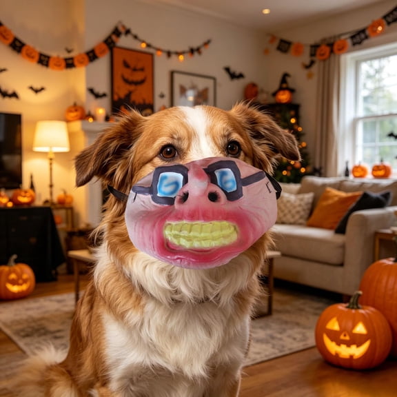 Dog Mask Realistic Latex Face Cover for Small Medium Dogs, Funny Pet Costume for Halloween Party Photo Props