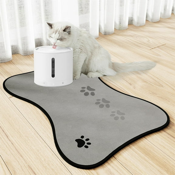 Dog Mat for Food and Water, Bone Shape Non-Slip Pet Feeding Mat for Under Dog Bowls Embroidered Microfiber Pet Bowl Water Absorbent Feeding Supplies, Silicone Material Waterproof And Non Slip