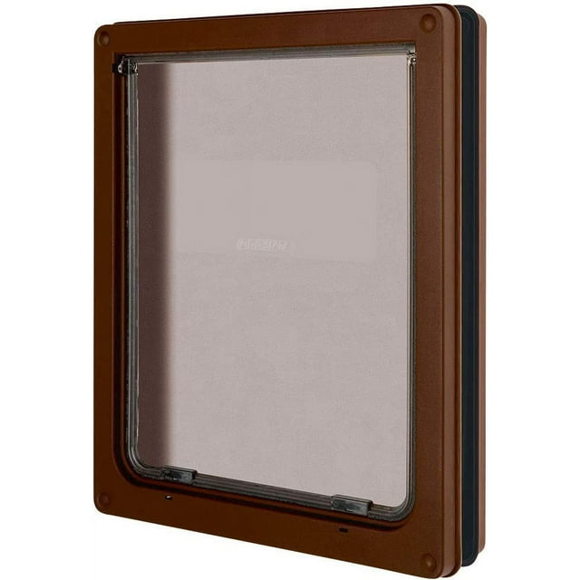 Dog Mate Large Dog Door with Locking Security Panel and Magnetic Catch, Brown