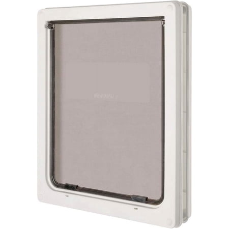 Dog Mate Large Dog Door with Locking Security Panel and Magnetic Catch, White