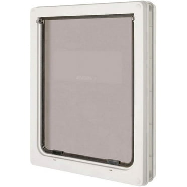 Dog Mate Large Dog Door with Locking Security Panel and Magnetic Catch, White