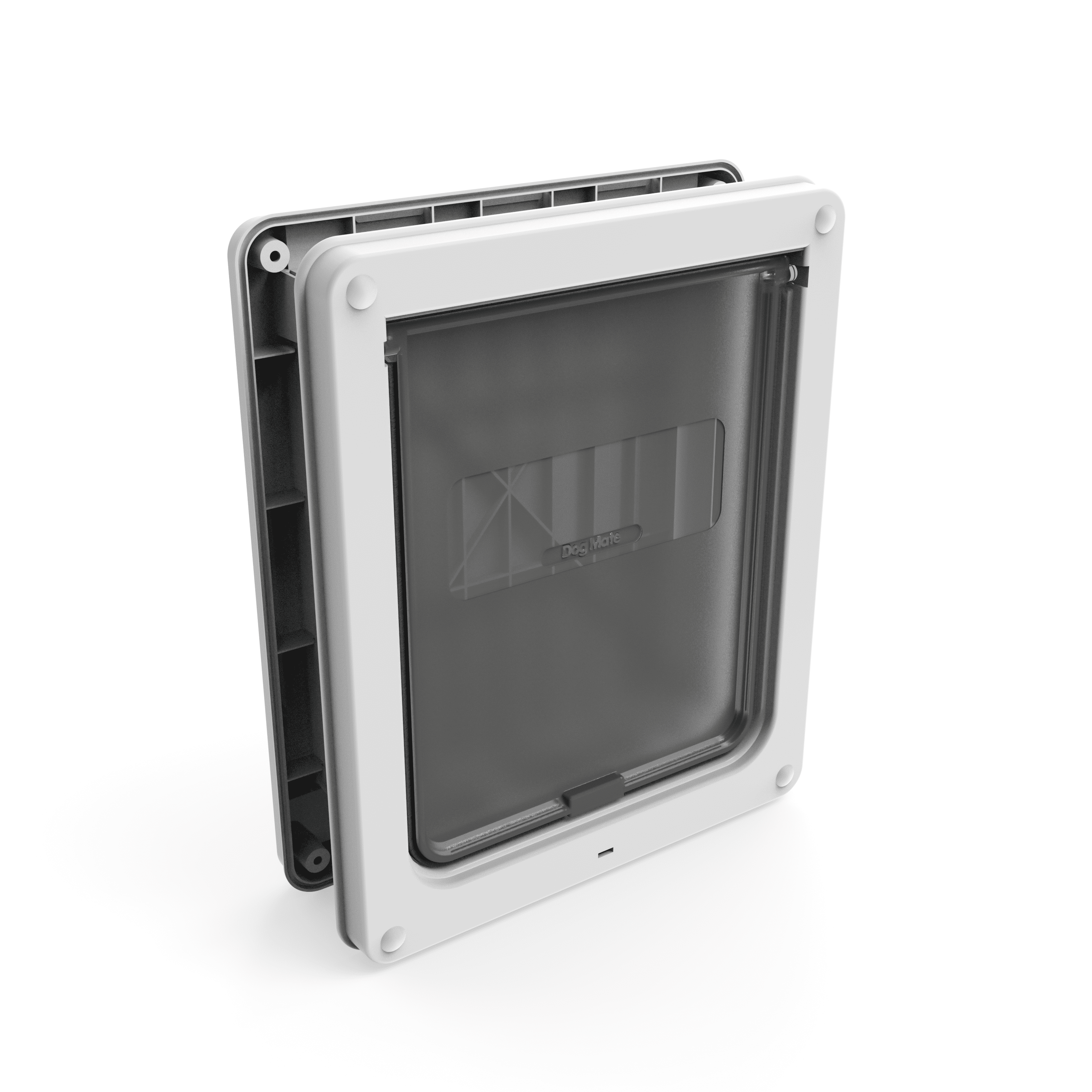 Medium White Weatherproof Dog Door with Locking Panel
