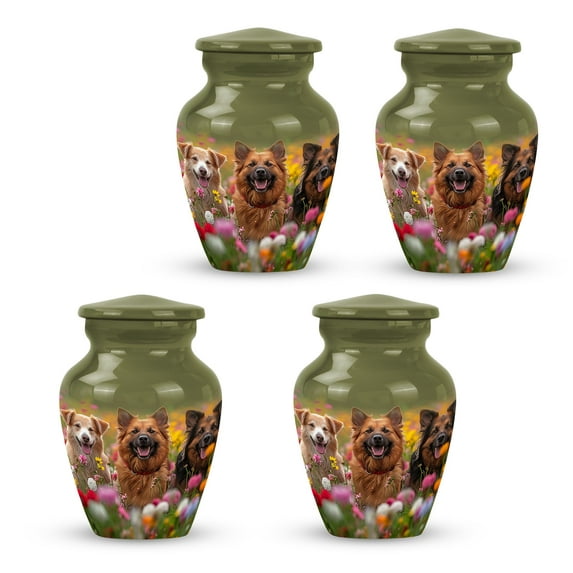 Dog Meadow Canines Bliss Decorative Urns - Funeral Cremation Urns For Ashes - Small Urns For Human Ashes - Funeral Urns For Human Ashes Adult - Little Urns - Urn For Dad (Size -3inch, 4pcs)