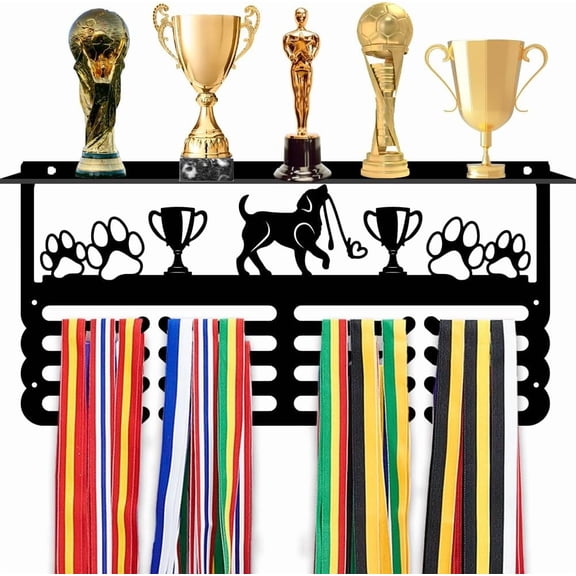 Dog Medal Holder Trophy Shelf Organizer Medal Hanging Display Rack Dog Competition Metal Medal Display Personalized Wall Mount Tiered Award Rack Gift