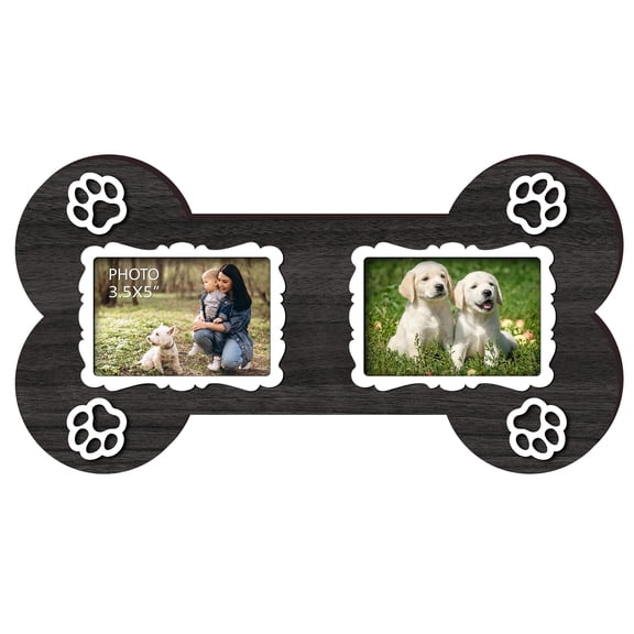 Dog Memorial Double Picture Frames 4x6 Inches - Pets Passing Away Sympathy Gift - Bereavement Remembrance Photo Frame with Rainbow Bridge and Quotes