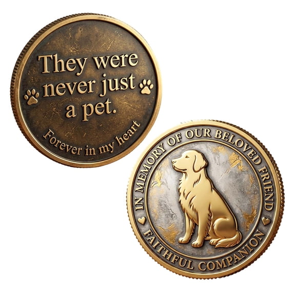 Dog Memorial Double-Sided Keepsake Coin Pet Loss Sympathy Gift Remembrance Token for Pet Lovers E