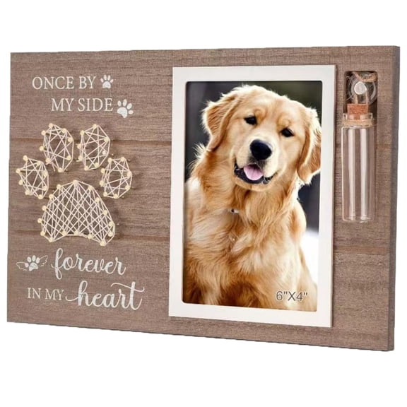 Youersen Dog Memorial Frame with Glass Bottle, Pet Remembrance Picture Frame Gift for Loss, 11.8"  7.87"