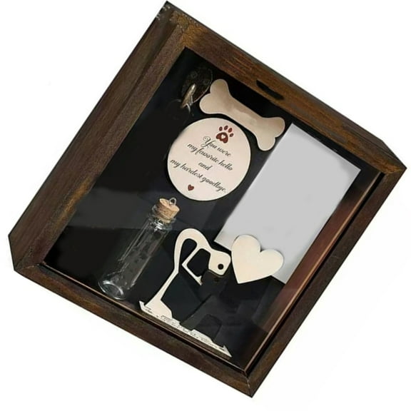 Dog Memorial Gift Pet Shadows Box with Rainbows Pet Hair Bottle Wooden Pet Picture Frame Loss of Dog Sympathy Gift