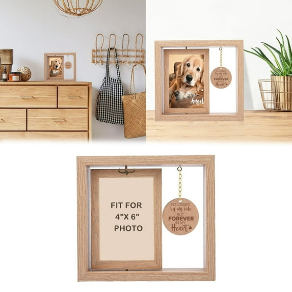 Desk Accessories Clearance! Dog Memorial Gifts for Loss of Dog Rotating Wooden Picture Frame for 4X6 Photo Pet Memorial Gifts for Dog Cat Dog Loss Remembrance Gift 1 Wooden Picture Frame