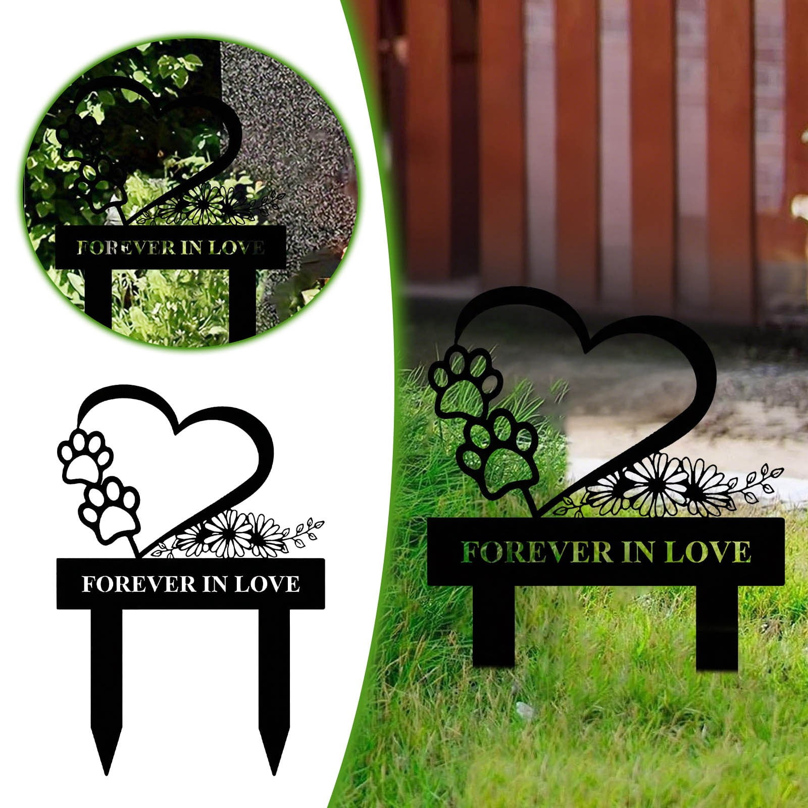 Dog Memorial Grave Marker - Metal Pet Cemetery Stake, Outdoor Garden ...