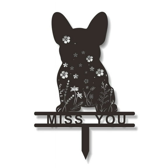 Dog Memorial Grave Markers Metal Pet Memorial Stake,Miss You Sign Pet Plaque Burial Stake for Cemetery Garden Yard Outdoor Grave Decor