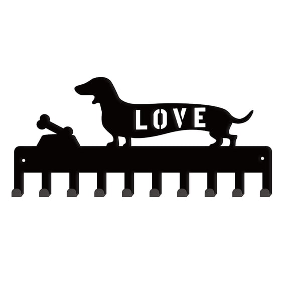 Dog Metal Key Holder Dachshund Decorative 10 Hook Key Organizer Wall Mounted Entryway Key Belt Umbrella Hooks Personalized