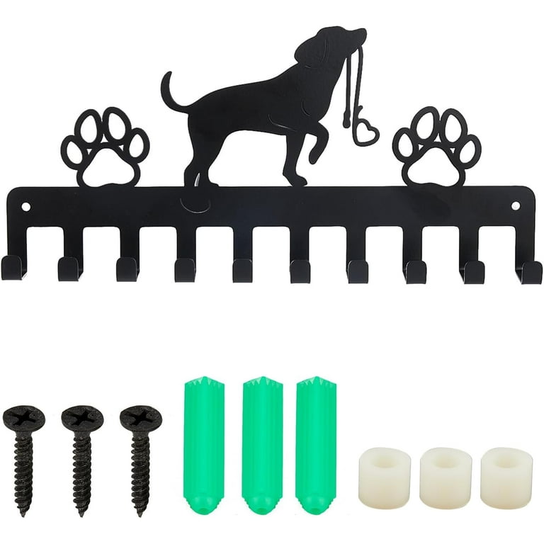 Dog Metal Key Holder Wall Dog Leash Holder 10 Hooks Black Iron Wall Mounted Hooks Animal Paws Decorative Hook Organizer Rack for Bag Key Hanging Decoration Dog Lovers Gifts Walmart