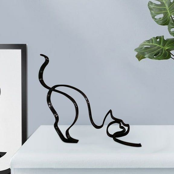 Dog Minimalist Art Sculpture,Metal Dog Wall Art Decor,Personalized Abstract Metal Line Crafts Creative Statue Pet Drawing Art Statue for Living Room, Home Office, Desktop Decoration(C)