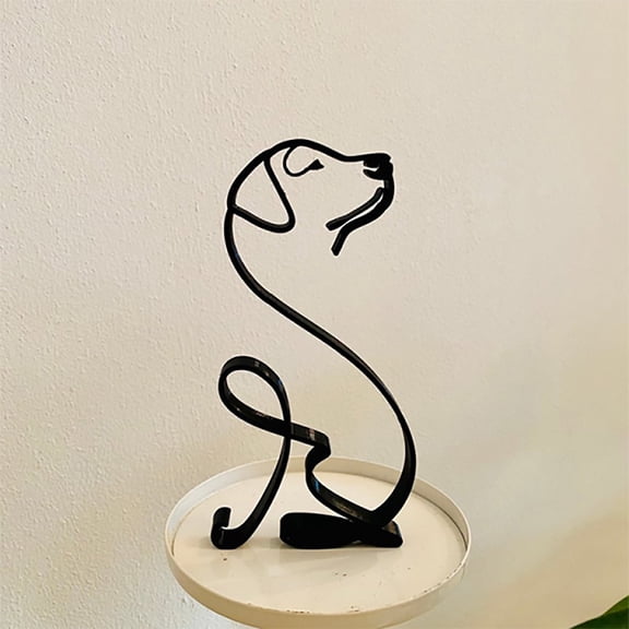 Dog Minimalist Art Sculpture,Metal Dog Wall Art Decor,Personalized Abstract Metal Line Crafts Creative Statue Pet Drawing Art Statue for Living Room, Home Office, Desktop Decoration(H)