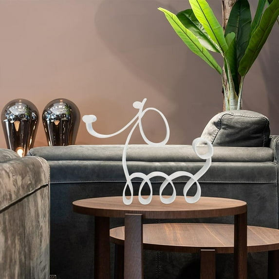 Dog Minimalist Art Sculpture,Metal Dog Wall Art Decor,Personalized Abstract Metal Line Crafts Creative Statue Pet Drawing Art Statue for Living Room, Home Office, Desktop Decoration(E)