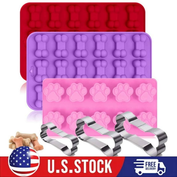 Dog Molds Silicone Puppy Paw and Bone Molds Dog Treat Mold for Homemade,Baking