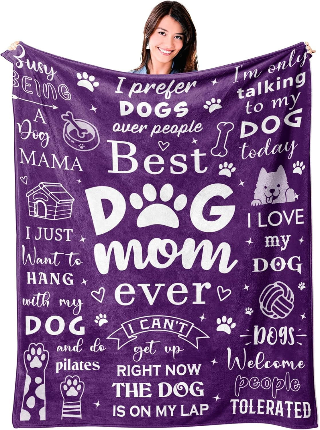 Dog Mom Blanket 50"x60", Dog Mom Gifts for Women, Dog Mom Gift, Birthday Gifts for Dog Moms, Dog Lover Gifts for Women, Christmas Mothers Day Dog Gifts for Dog Lovers, Dog Lover Gift Ideas