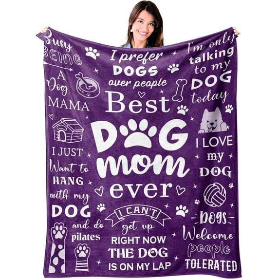 Dog Mom Blanket 50"x60", Dog Mom Gifts for Women, Dog Mom Gift, Birthday Gifts for Dog Moms, Dog Lover Gifts for Women, Christmas Mothers Day Dog Gifts for Dog Lovers, Dog Lover Gift Ideas