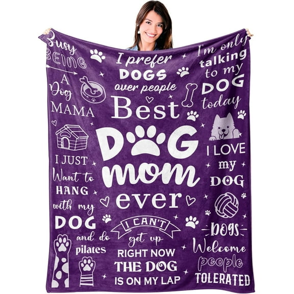 Dog Mom Blanket 50"x60", Dog Mom Gifts for Women, Dog Mom Gift, Birthday Gifts for Dog Moms, Dog Lover Gifts for Women, Christmas Mothers Day Dog Gifts for Dog Lovers, Dog Lover Gift Ideas