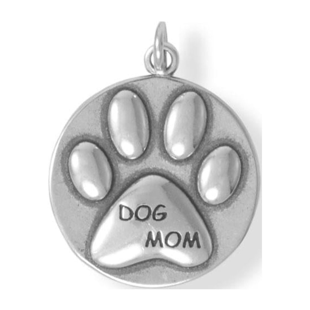 AZUREBELLA JEWELRY Dog Mom Charm with Paw Print Sterling Silver
