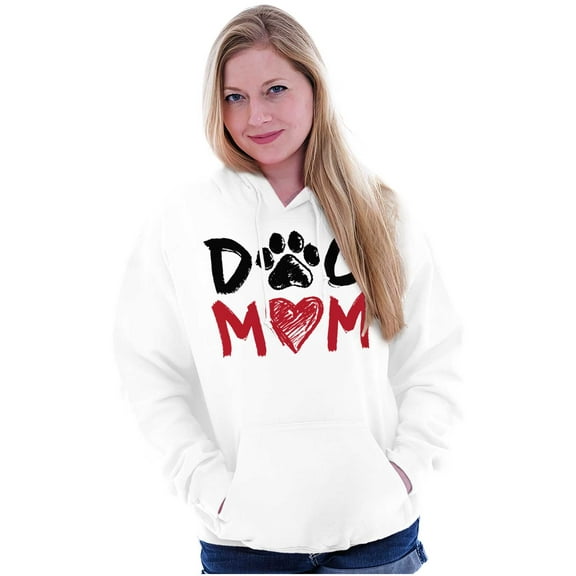 Dog Mom Cute Paw Print Heart Owner Women Plus Size Graphic Pullover Hoodie Brisco Brands 4X