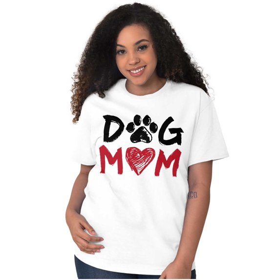 Dog Mom Cute Paw Print Heart Owner Women's Graphic T Shirt Tees Brisco Brands X