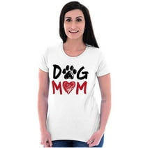 Dog Mom Cute Paw Print Heart Owner Women's T Shirt Ladies Tee Brisco Brands X