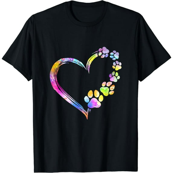 Dog Mom Dad Puppy Love Dogs Paw Print Heart Tie Dye Design T-Shirt