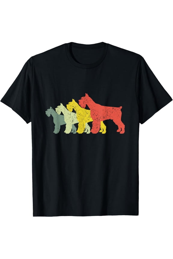 Dog Mom & Dad Silhouette - Vintage Giant Schnauzer T-Shirt men and women can wear, black, white, gifts