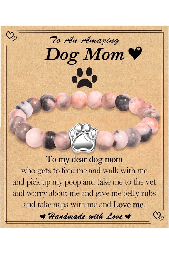 Dog Mom Gift, Beaded Paw Bracelet for Dog Lovers, Thoughtful Birthday, Mothers Day & Christmas Jewelry Gift