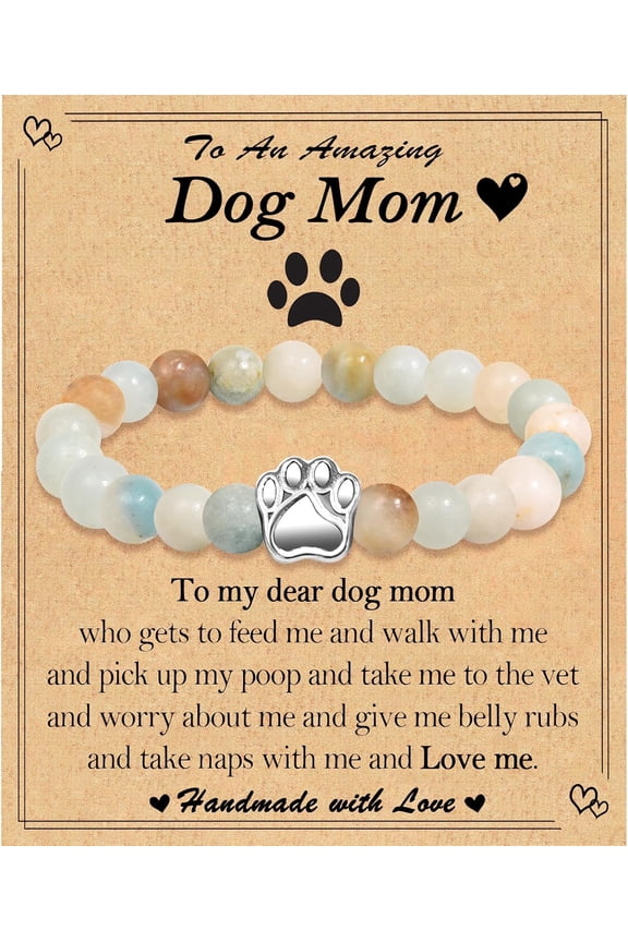Dog Mom Gifts: Beaded Paw Bracelet for Women - Perfect for Birthday, Christmas, Valentines Day & Mothers Day