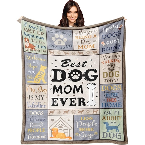 Dog Mom Gifts Blanket 50"X60", Dog Mom Gifts for Women, Dog Lovers Gifts for Women, Gifts for Dog Lovers/Dog Moms, Dog Lover Gifts, Dog Mom Gift, Best Dog Mom Gifts, Gifts for Dog Owners Throw