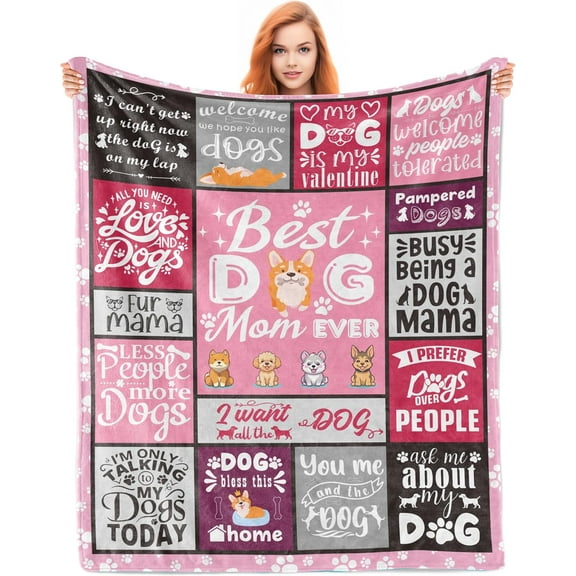 Dog Mom Gifts for Women Blanket, Dog Mom Gifts, Gift for Dog Lovers Women, Dogs Owner Gift for Woman, Best Dogs Mom Present, Soft Throw Blanket for Christmas, Mothers Day
