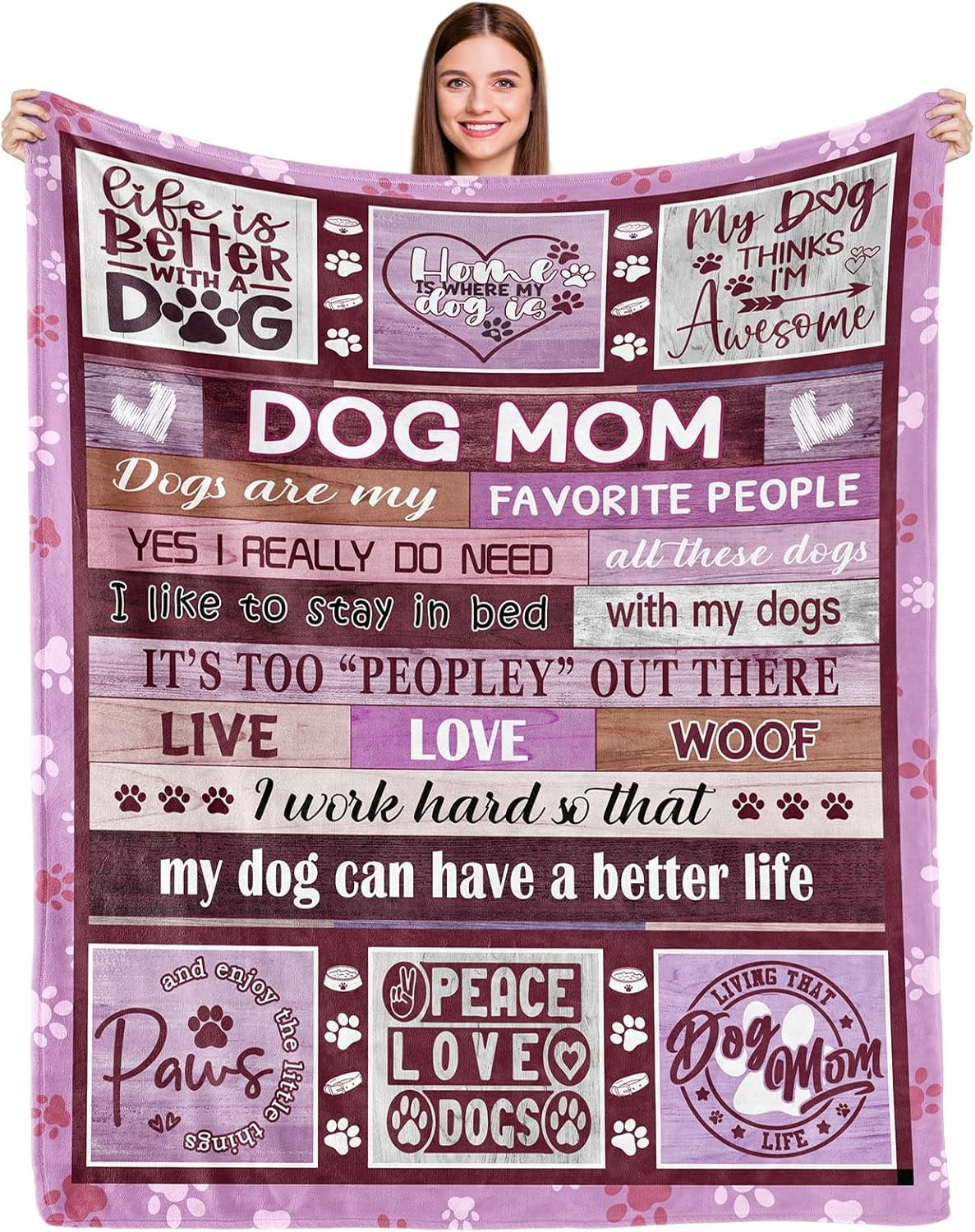 Dog Mom Gifts for Women Dog Mom Gifts Dog Mom Blanket Best Dog Mom Ever Gift Dog Lovers Gifts for Women Gifts Idea for Dog Lover Fun Dog Mom Birthday Throw Blanket 50x60