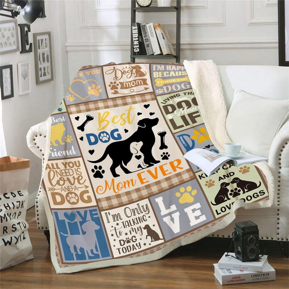 Dog Mom Gifts for Women, Gifts for Dog Moms, Dog Lovers Gifts for Women, Dog Mom Gift for Christmas Mothers Day, Best Dog Mom Birthday Blanket 60 x 50 (zjm154,50"x 60")