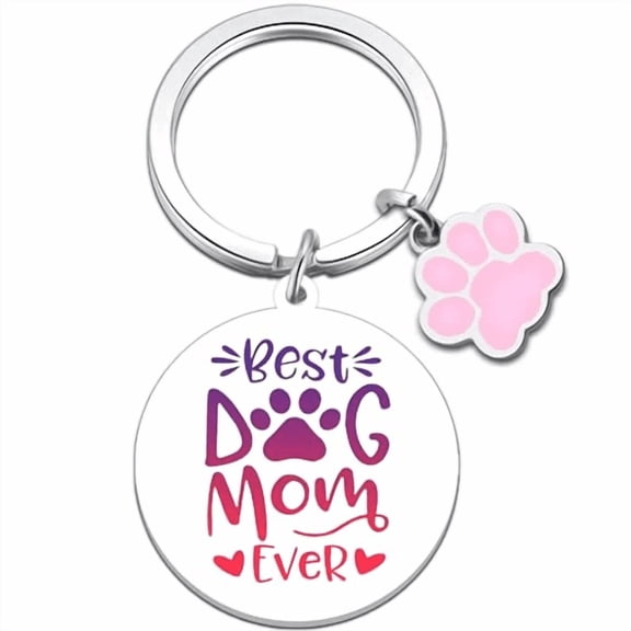 Isiyu Lightweight Dog Mom Gifts Personalized Dog Keychain, Silver, 1