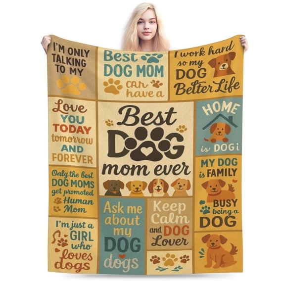 Dog Mom Gifts for Women Throw Blanket, Gift for Dog Lovers, Funny Sayings Inspirational & Loving Quotes Print Soft Cozy Flannel Blankets, Home Decor for Bed Sofa 50x40